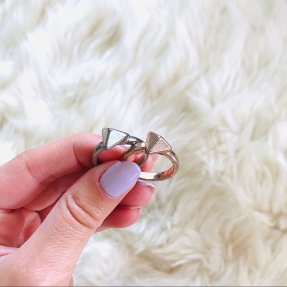 Set of triangle rings - silver and rose gold - Picture 4 of 4